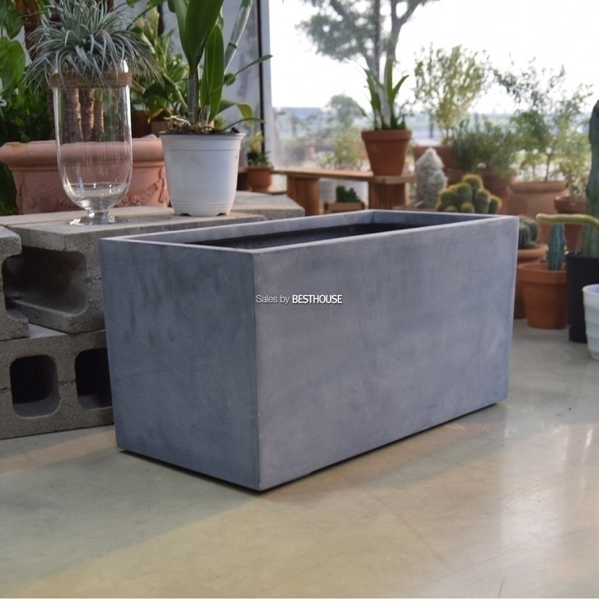 (물구멍X) 모던 FRP 초대형화분 옆이넓은 직사각 HP1259 D60 60x30x30cm 네추럴시멘트/화분/정원용품/홈가