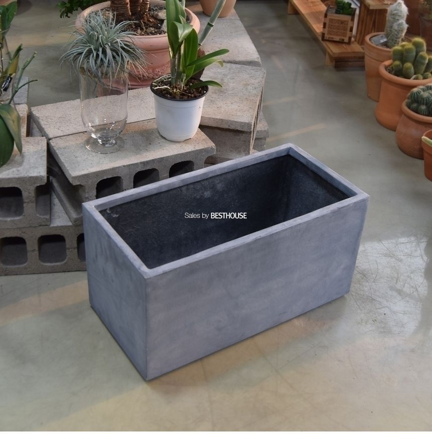 (물구멍타공(단순변심불가)) 모던 FRP 초대형화분 옆이넓은 직사각 HP1259 D80 80x40x40cm 네추럴시멘트/화