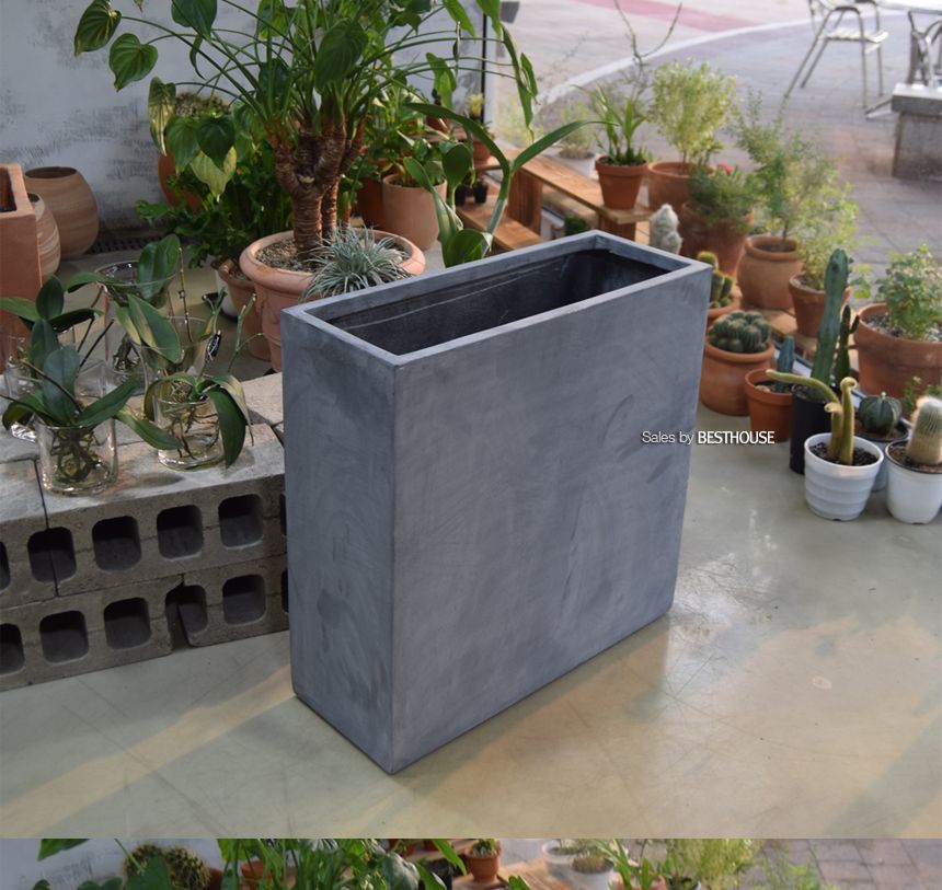 (물구멍타공(단순변심불가)) 모던 FRP 옆이넓은 직사각 71x31x71cm 네추럴시멘트/화분/정원용품/홈가드닝용