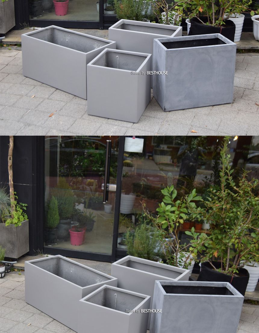 (물구멍X) 모던 FRP 단지형 HP1087 D18 18X18cm 네추럴시멘트/화분/정원용품/홈가드닝용품/가드닝화분/가정