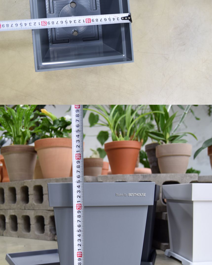 (그레이) 플라스틱화분 WR 정사각(1호) 23x23x25cm/화분/정원용품/홈가드닝용품/가드닝용품/가정용화분/식