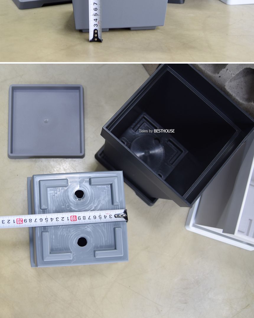 (그레이) 플라스틱화분 WR 정사각(1호) 23x23x25cm/화분/정원용품/홈가드닝용품/가드닝용품/가정용화분/식