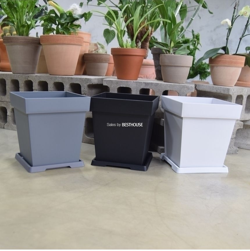 (그레이) 플라스틱화분 WR 정사각(1호) 23x23x25cm/화분/정원용품/홈가드닝용품/가드닝용품/가정용화분/식