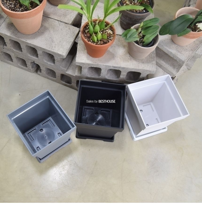 (그레이) 플라스틱화분 WR 정사각(1호) 23x23x25cm/화분/정원용품/홈가드닝용품/가드닝용품/가정용화분/식