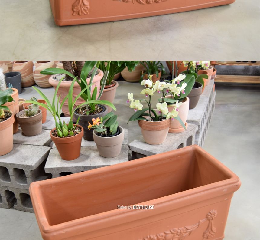 황토빛 초대형 토분화분 옆이넓은 직사각 80x33x33cm/화분/흙화분/토분/예쁜화분/디자인화분/인테리어화분/