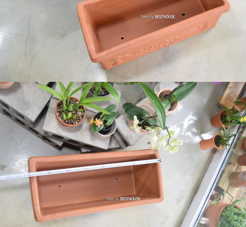 황토빛 초대형 토분화분 옆이넓은 직사각 80x33x33cm/화분/흙화분/토분/예쁜화분/디자인화분/인테리어화분/