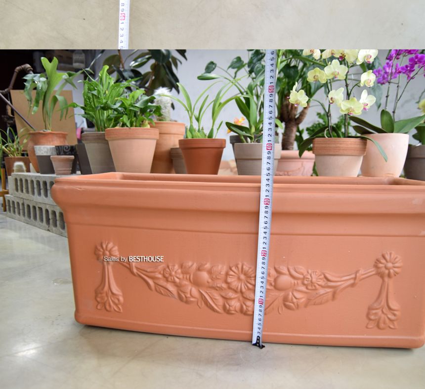 황토빛 초대형 토분화분 옆이넓은 직사각 80x33x33cm/화분/흙화분/토분/예쁜화분/디자인화분/인테리어화분/