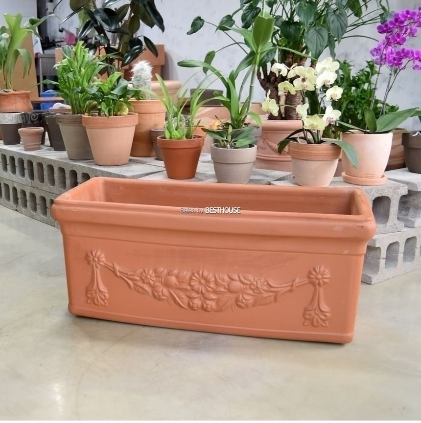 황토빛 초대형 토분화분 옆이넓은 직사각 80x33x33cm/화분/흙화분/토분/예쁜화분/디자인화분/인테리어화분/