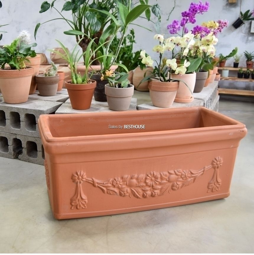 황토빛 초대형 토분화분 옆이넓은 직사각 80x33x33cm/화분/흙화분/토분/예쁜화분/디자인화분/인테리어화분/