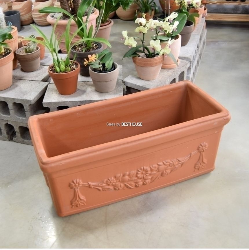 황토빛 초대형 토분화분 옆이넓은 직사각 80x33x33cm/화분/흙화분/토분/예쁜화분/디자인화분/인테리어화분/
