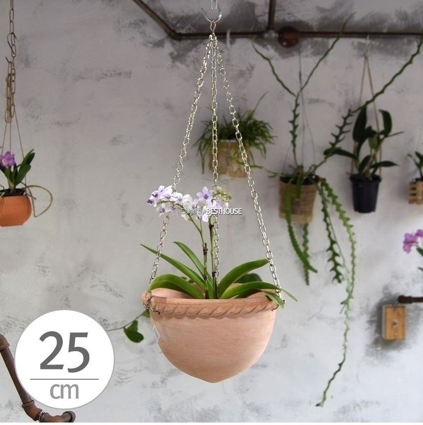 (물구멍타공o) 이탈리아 데로마 행잉 토분 반구(팽이) 25cm/화분/흙화분/토분/예쁜화분/디자인화분/인테리