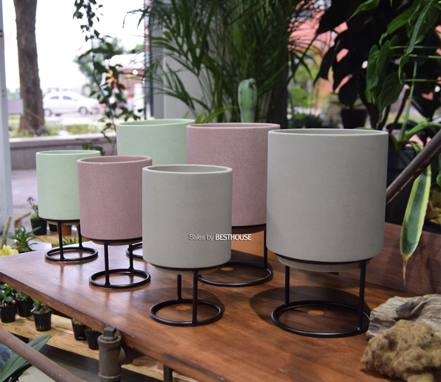 (파스텔 그린) 2개셋파스텔 무광도기 스텐드 화분 12x13 15x16cm/화분/정원용품/홈가드닝용품/가드닝용품/
