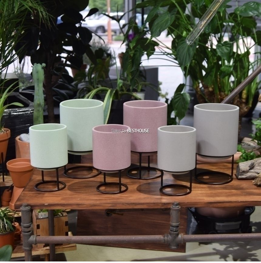 (파스텔 그린) 2개셋파스텔 무광도기 스텐드 화분 12x13 15x16cm/화분/정원용품/홈가드닝용품/가드닝용품/
