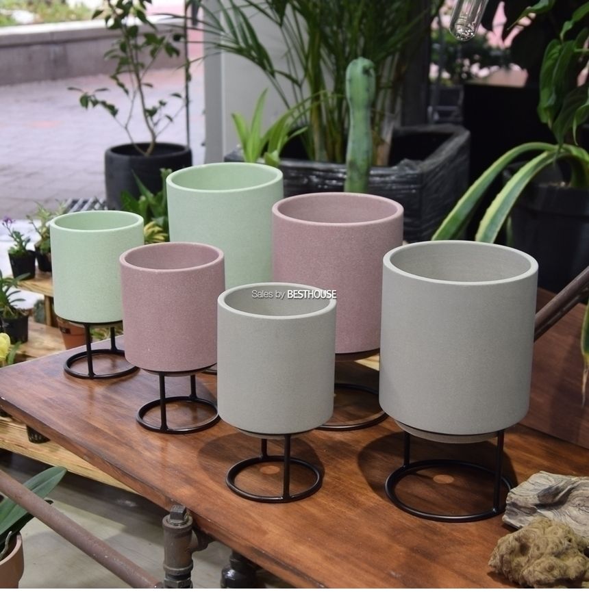 (파스텔 그린) 2개셋파스텔 무광도기 스텐드 화분 12x13 15x16cm/화분/정원용품/홈가드닝용품/가드닝용품/