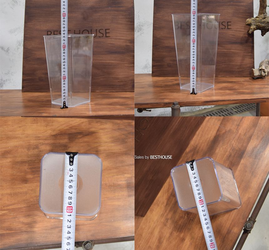투명 아크릴 꽃통(사각-소) 14x23cm 투명 휴지통 투명 쓰레기통