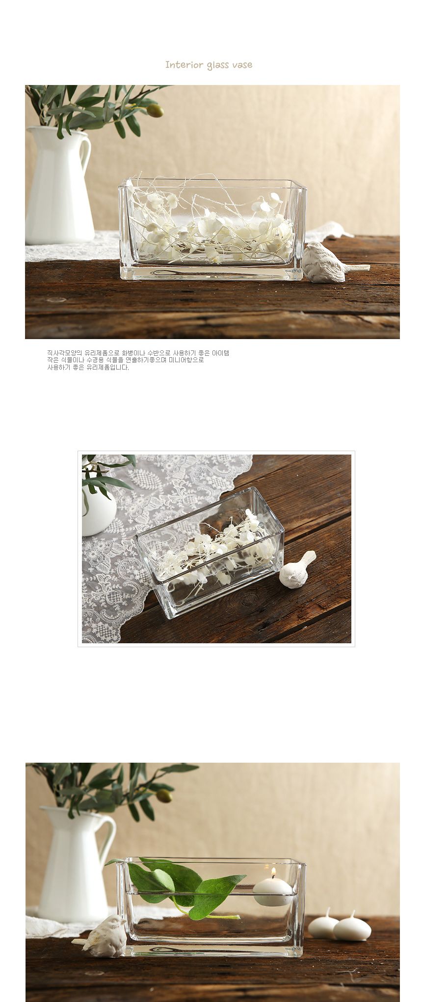 유리화분 직사각 수반 H2010 20x10x10cm
