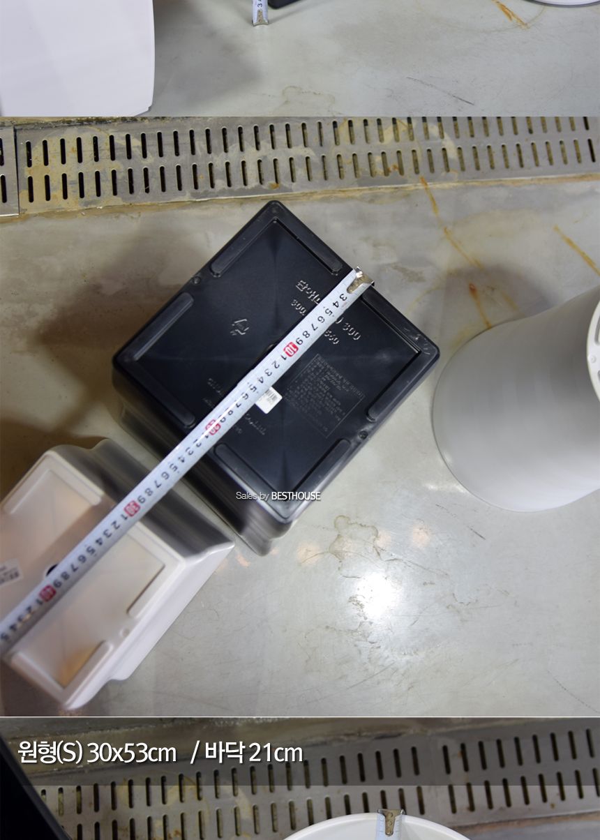 (원형(L) 35x60cm 화이트) 가로줄 패턴 대형 플라스틱화분 (L) 사각 원형 29x56 35x60cm/화분/정원용품/홈