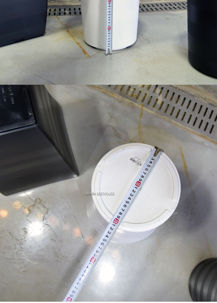 (원형(L) 35x60cm 화이트) 가로줄 패턴 대형 플라스틱화분 (L) 사각 원형 29x56 35x60cm/화분/정원용품/홈