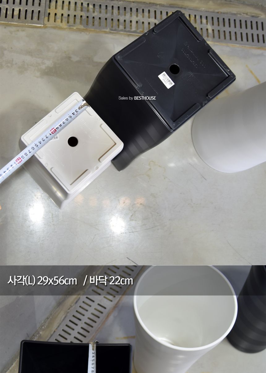 (사각(S) 25x50cm 화이트) 가로줄 패턴 대형 플라스틱화분 (S) 사각 원형 25x50 30x53cm/화분/정원용품/홈