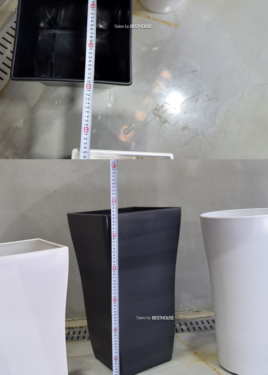 (사각(S) 25x50cm 화이트) 가로줄 패턴 대형 플라스틱화분 (S) 사각 원형 25x50 30x53cm/화분/정원용품/홈