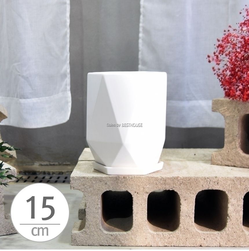 (블랙 무광) 모던 무광 도기화분 (다각형-L) 15x20cm/화분/토분/흑화분/흙화분/옹기화분/주물럭화분/토분화