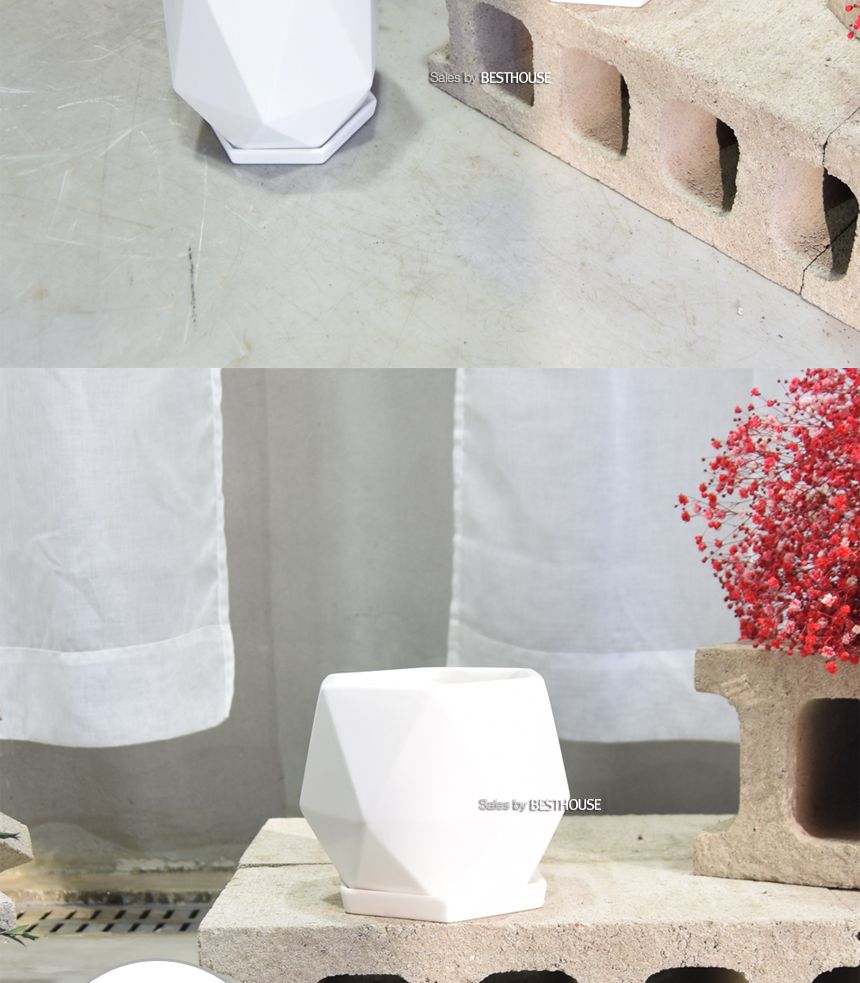 (블랙 무광) 모던 무광 도기화분 (다각형-S) 13x13cm/화분/토분/흑화분/흙화분/옹기화분/주물럭화분/토분화