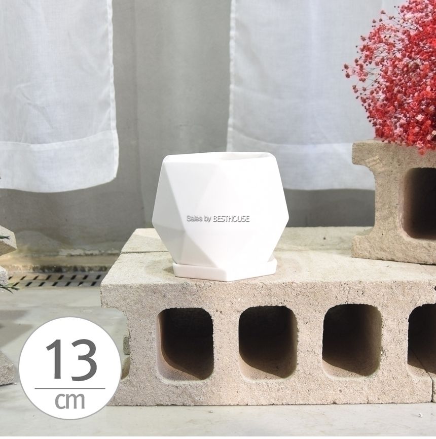 (블랙 무광) 모던 무광 도기화분 (다각형-S) 13x13cm/화분/토분/흑화분/흙화분/옹기화분/주물럭화분/토분화