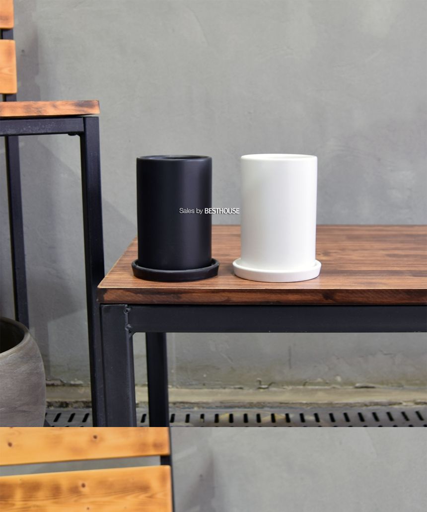 (화이트 무광) 모던 무광 도기화분 미니 긴원통형 8x12cm/모던화분/모던도기화분/화분/토분/흑화분/흙화분/