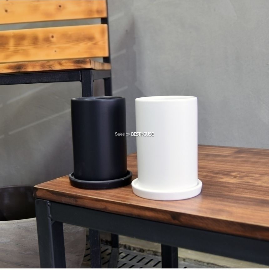 (화이트 무광) 모던 무광 도기화분 미니 긴원통형 8x12cm/모던화분/모던도기화분/화분/토분/흑화분/흙화분/