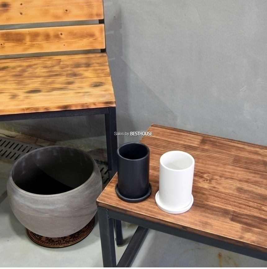 (화이트 무광) 모던 무광 도기화분 미니 긴원통형 8x12cm/모던화분/모던도기화분/화분/토분/흑화분/흙화분/