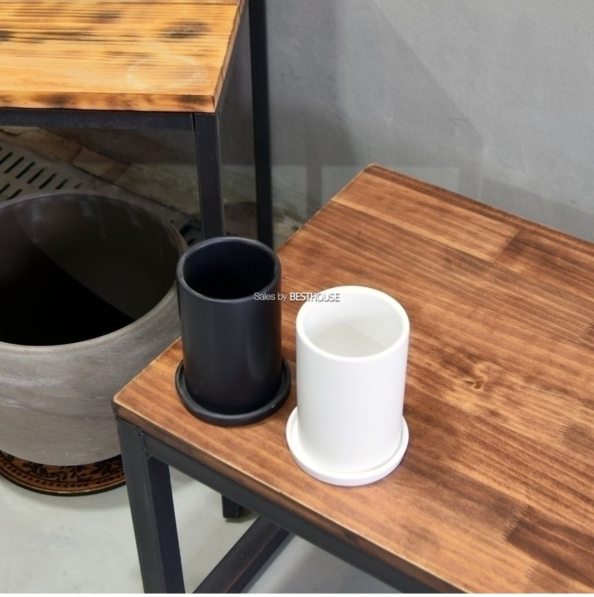 (화이트 무광) 모던 무광 도기화분 미니 긴원통형 8x12cm/모던화분/모던도기화분/화분/토분/흑화분/흙화분/