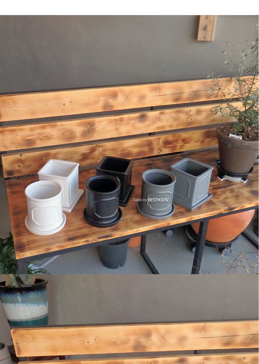 ([사각] 20x21 화이트) 모던 도기 몰딩 화분 R20 20x21cm/화분/네모화분/사각화분/미니화분/토기화분/도기