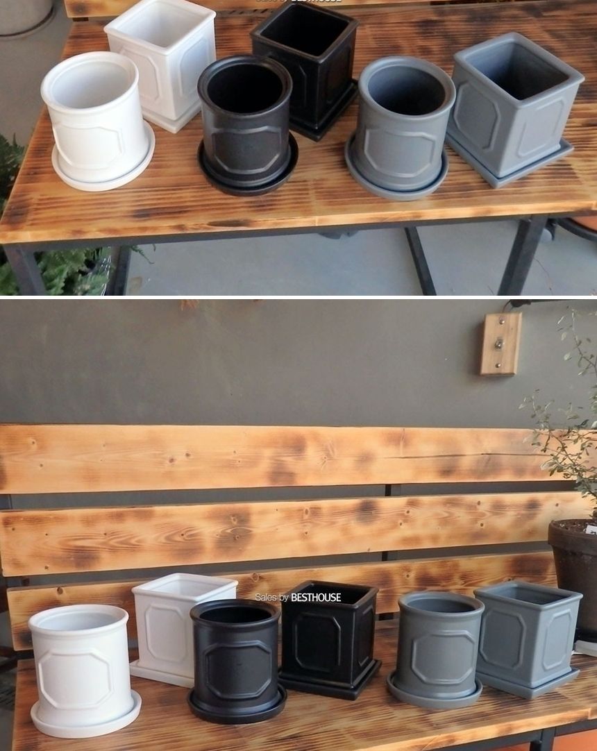 ((긴원형) 18x25 그레이) 모던 도기 몰딩 화분 R18 18x25cm/화분/네모화분/사각화분/미니화분/토기화분/도