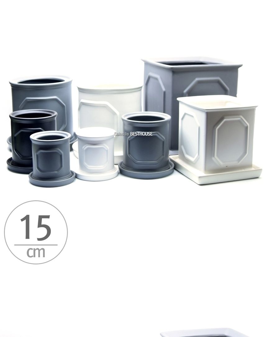 ((긴원형) 15x20 화이트) 모던 도기 몰딩 화분 R15 15x20cm/화분/네모화분/사각화분/미니화분/토기화분/도