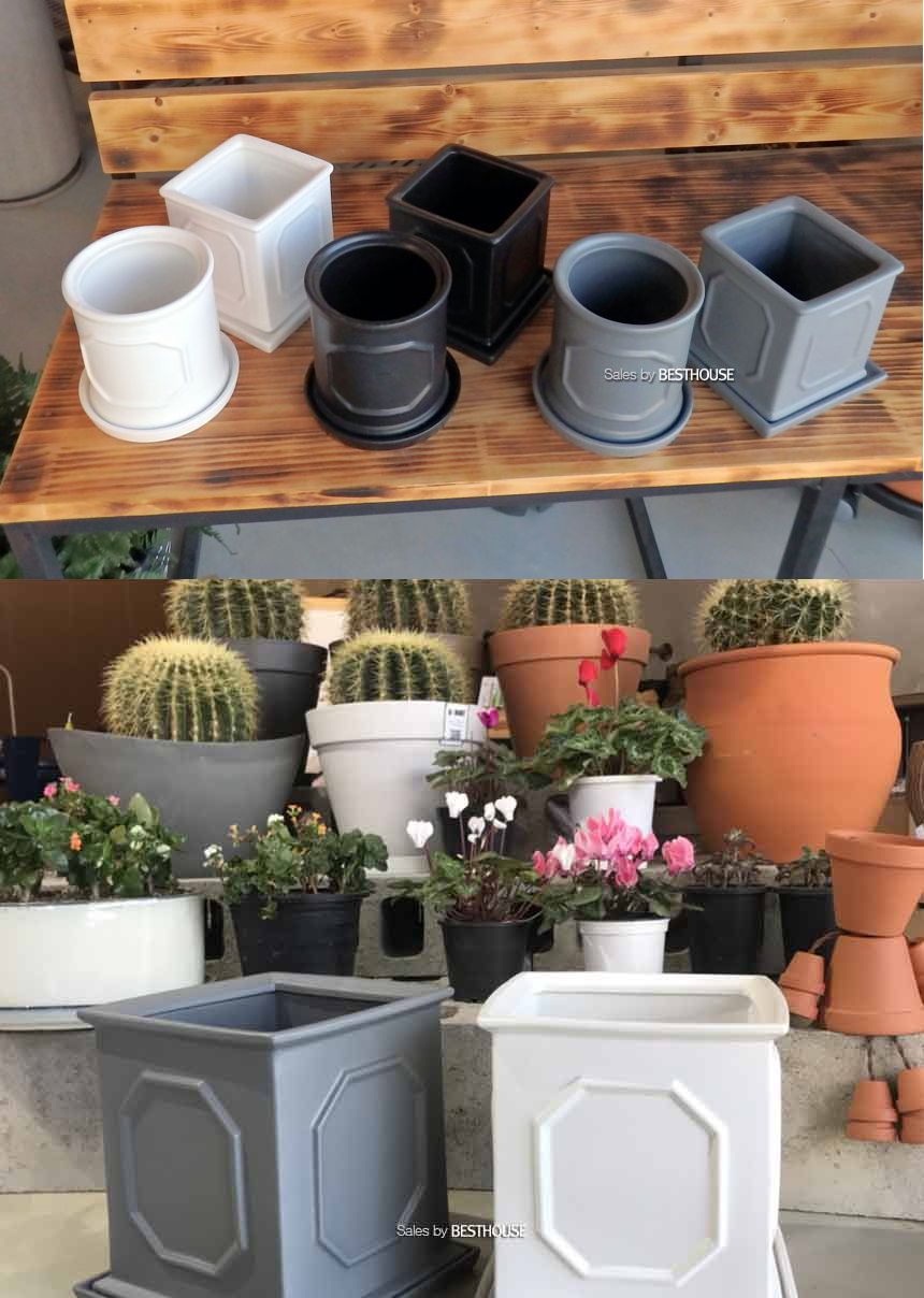 ((원형) 11x11 블랙) 모던 도기 몰딩 화분 R11 11x11cm/화분/네모화분/사각화분/미니화분/토기화분/도기화