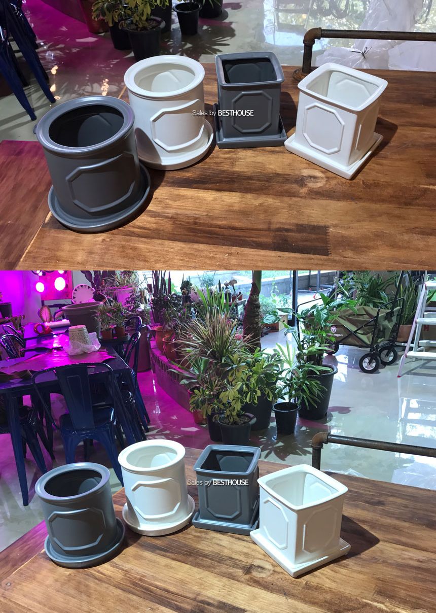 ((원형) 11x11 블랙) 모던 도기 몰딩 화분 R11 11x11cm/화분/네모화분/사각화분/미니화분/토기화분/도기화