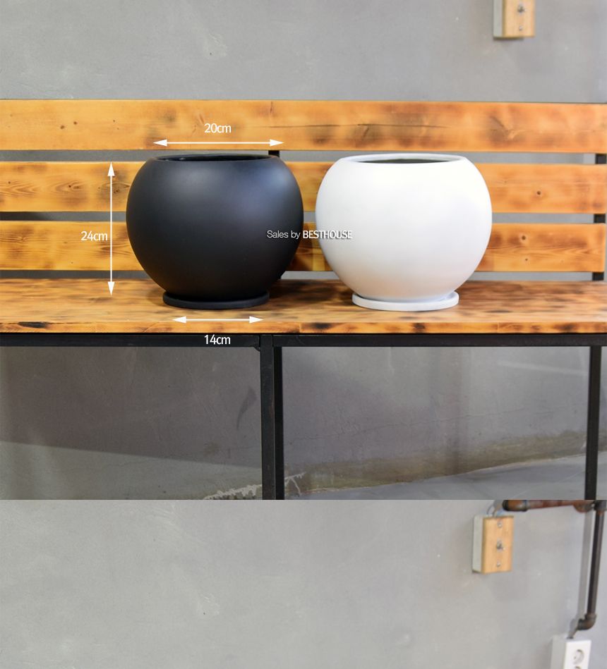 (블랙) 모던 수지 마블 단지 화분 20x24cm/모던화분/모던도기화분/화분/토분/흑화분/흙화분/옹기화분/주물