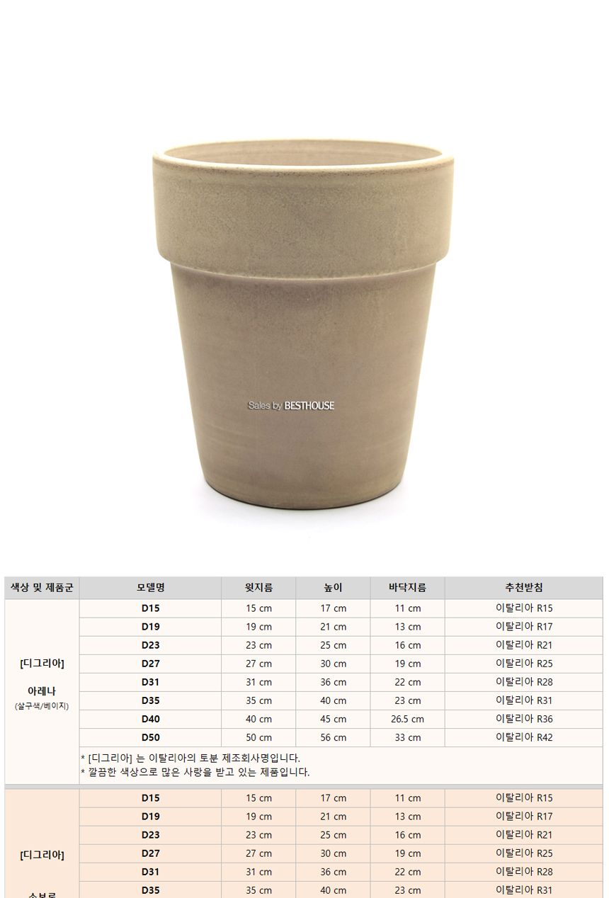 이탈리아 토분.바소 알토 그레이(모카) E19 19x21cm/화분/흙화분/토분/예쁜화분/디자인화분/인테리어화분/