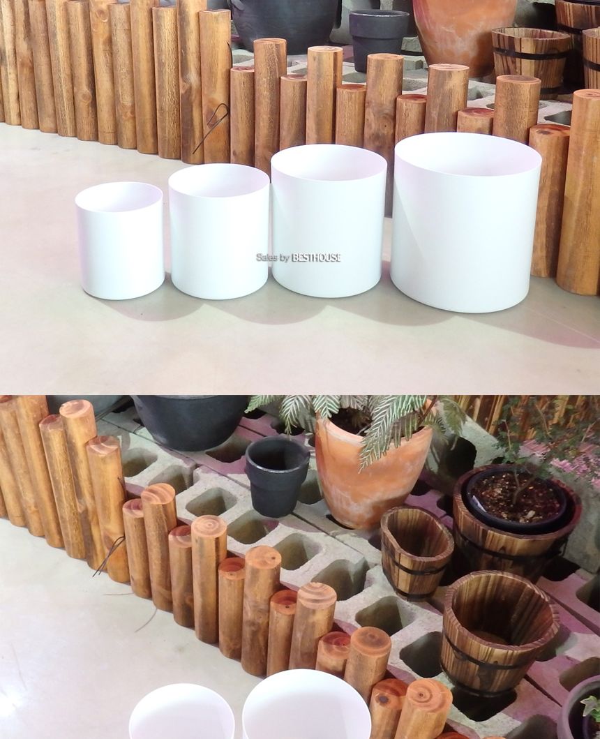 법랑 메탈 원통형 화분 (대1호) 25X26cm 화이트/회분/원통화분/원통형화분/원형화분/인테리어화분/대형화분