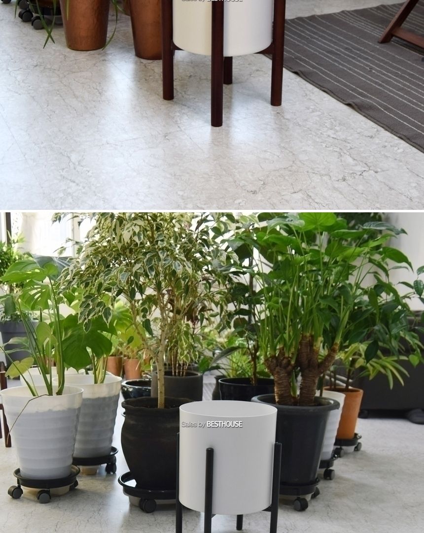 법랑 메탈 원통형 화분 (대1호) 25X26cm 화이트/회분/원통화분/원통형화분/원형화분/인테리어화분/대형화분