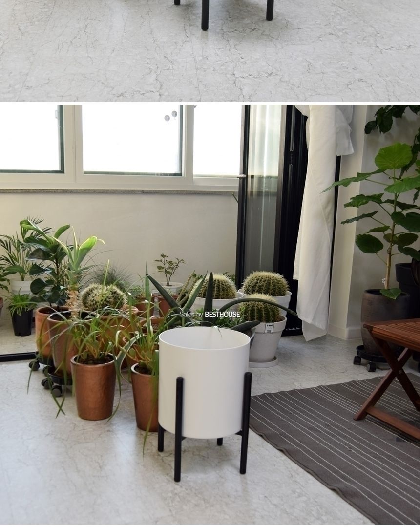 법랑 메탈 원통형 화분 (대1호) 25X26cm 화이트/회분/원통화분/원통형화분/원형화분/인테리어화분/대형화분