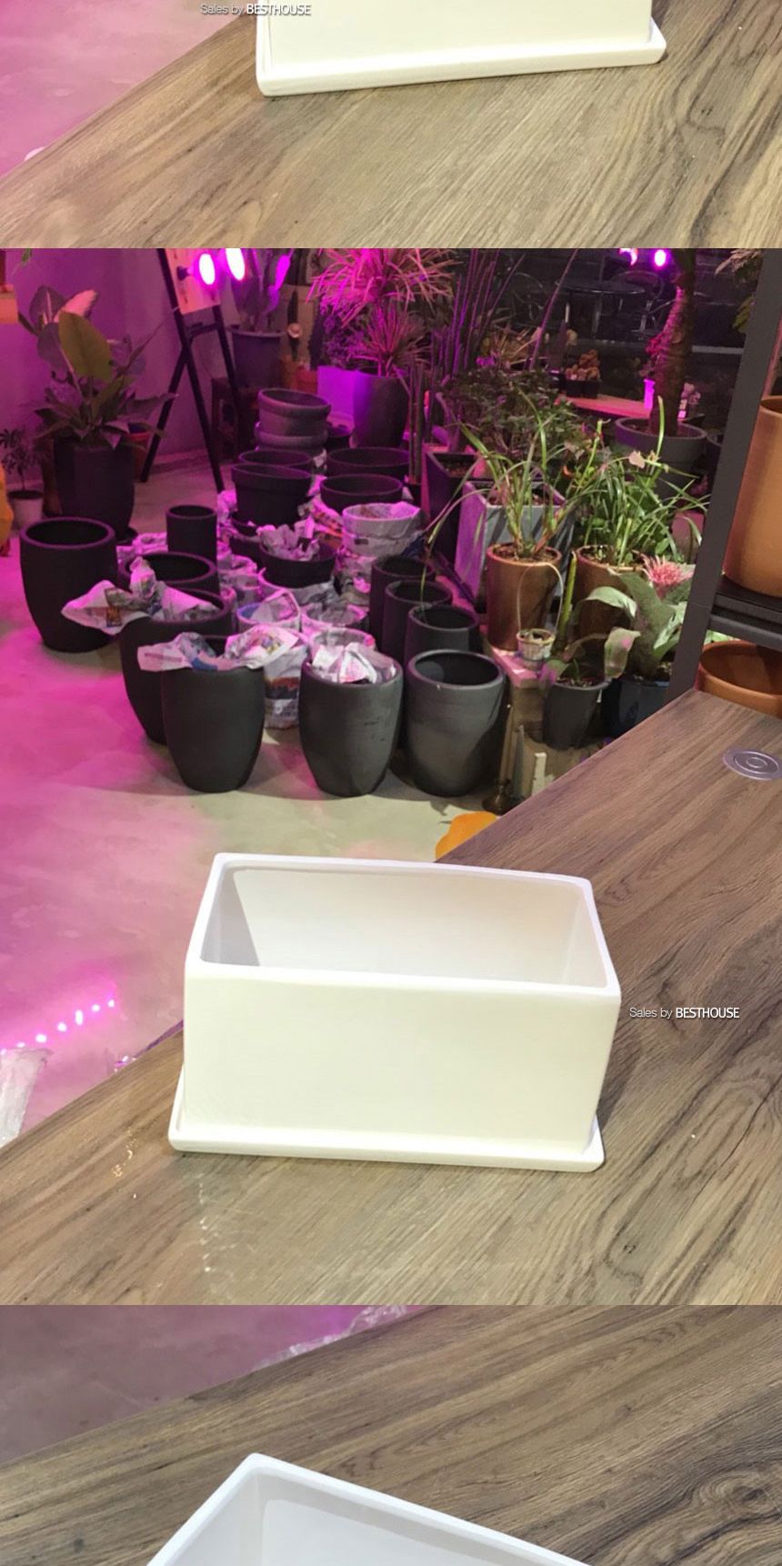 (30x10x13cm 화이트 (유광)) 모던 도기화분 옆이 넓은 직사각 모음/화분/정원용품/홈가드닝용품/가드닝용품