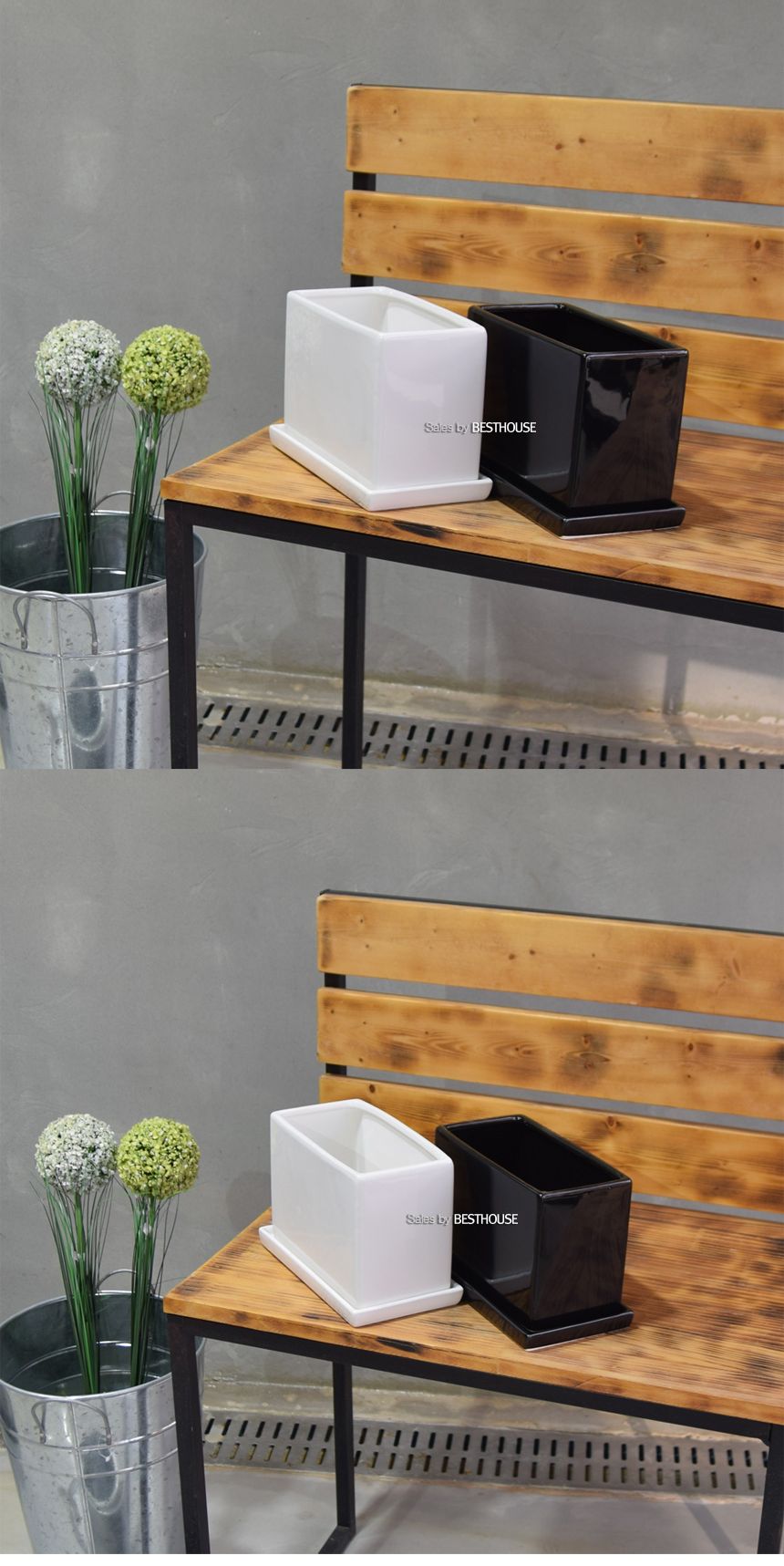 (30x10x13cm 화이트 (유광)) 모던 도기화분 옆이 넓은 직사각 모음/화분/정원용품/홈가드닝용품/가드닝용품