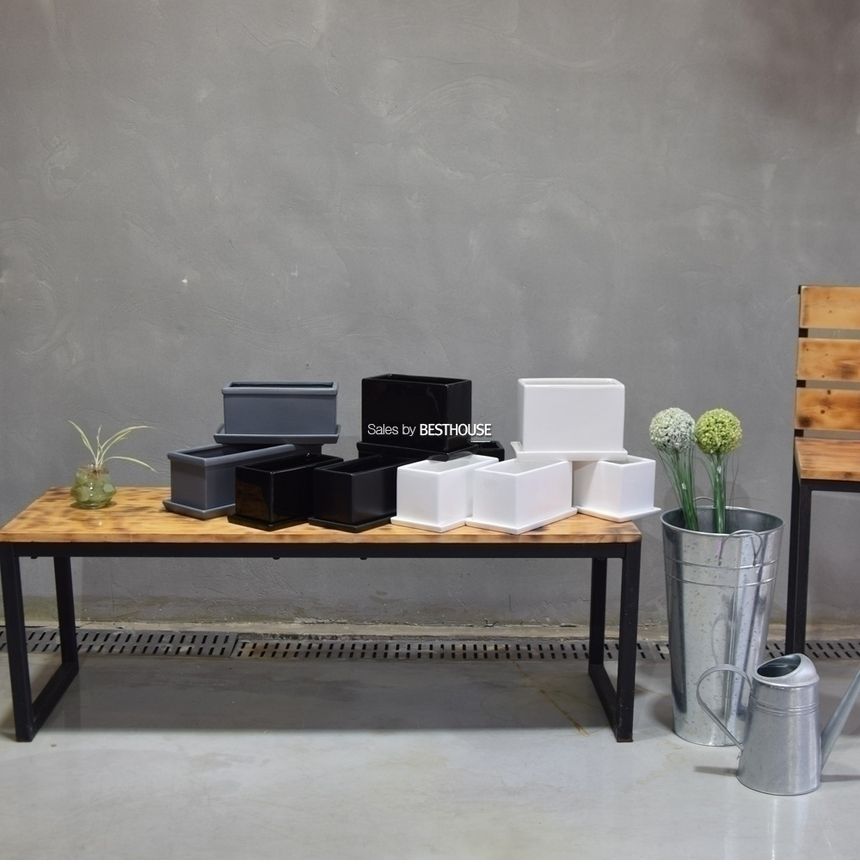 (30x10x13cm 화이트 (유광)) 모던 도기화분 옆이 넓은 직사각 모음/화분/정원용품/홈가드닝용품/가드닝용품