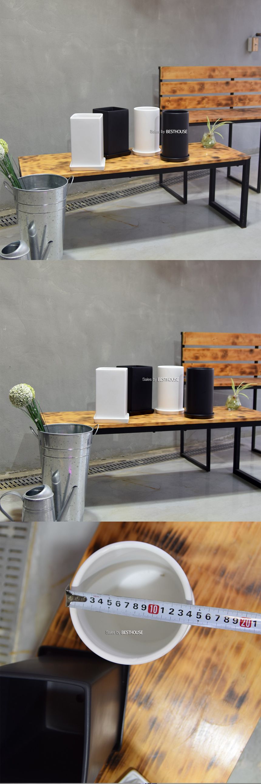 ([긴사각 15x24cm] 블랙 무광) 모던 무광 도기화분 긴원통.긴사각 14x24cm 15x24cm/화분/예쁜원형화분/예쁜