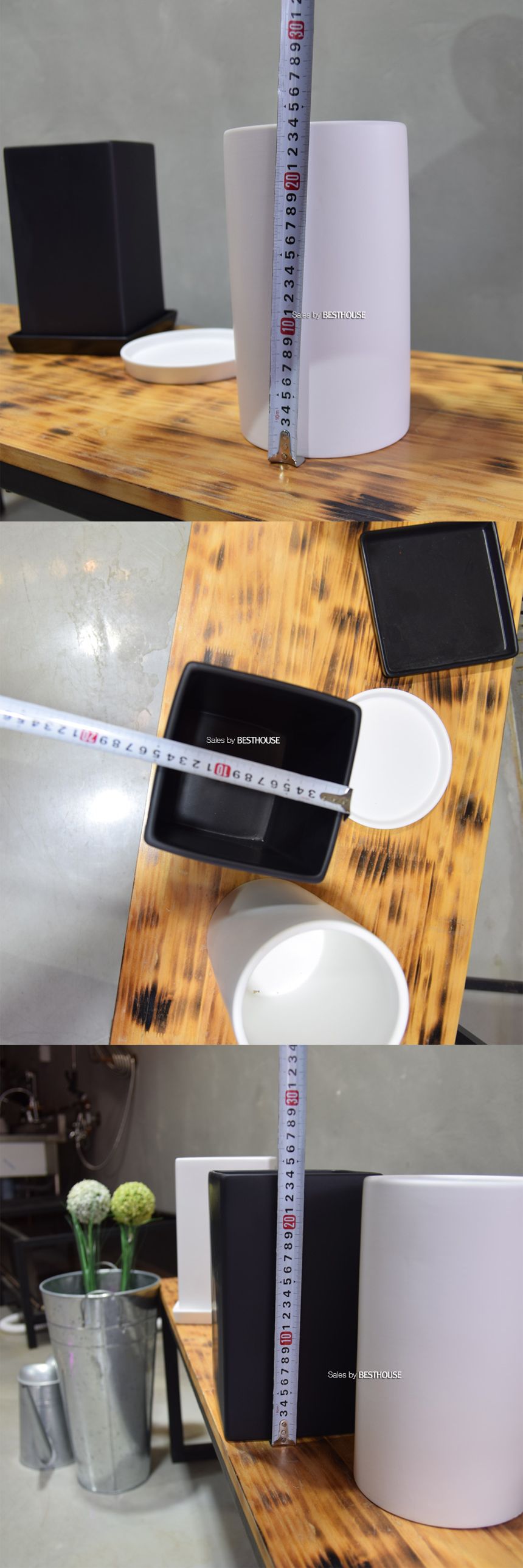 ([긴사각 15x24cm] 블랙 무광) 모던 무광 도기화분 긴원통.긴사각 14x24cm 15x24cm/화분/예쁜원형화분/예쁜