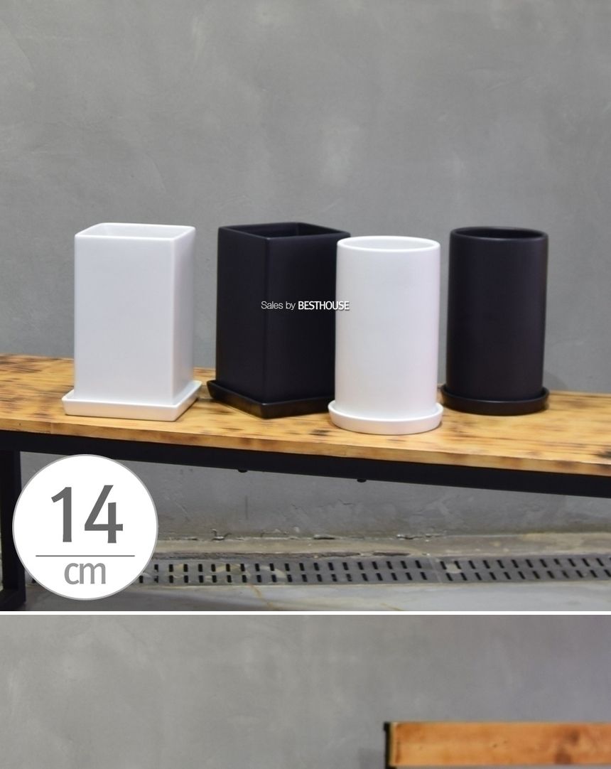 ([긴사각 15x24cm] 블랙 무광) 모던 무광 도기화분 긴원통.긴사각 14x24cm 15x24cm/화분/예쁜원형화분/예쁜