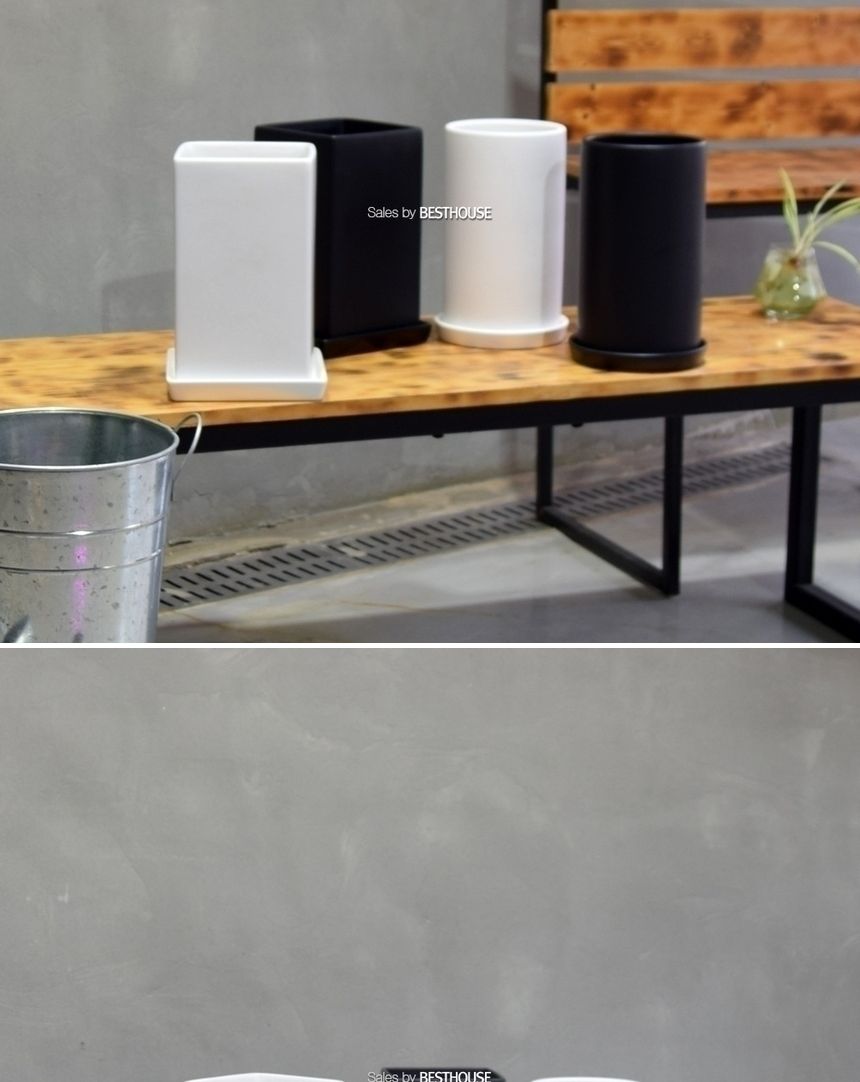 ([긴사각 15x24cm] 블랙 무광) 모던 무광 도기화분 긴원통.긴사각 14x24cm 15x24cm/화분/예쁜원형화분/예쁜