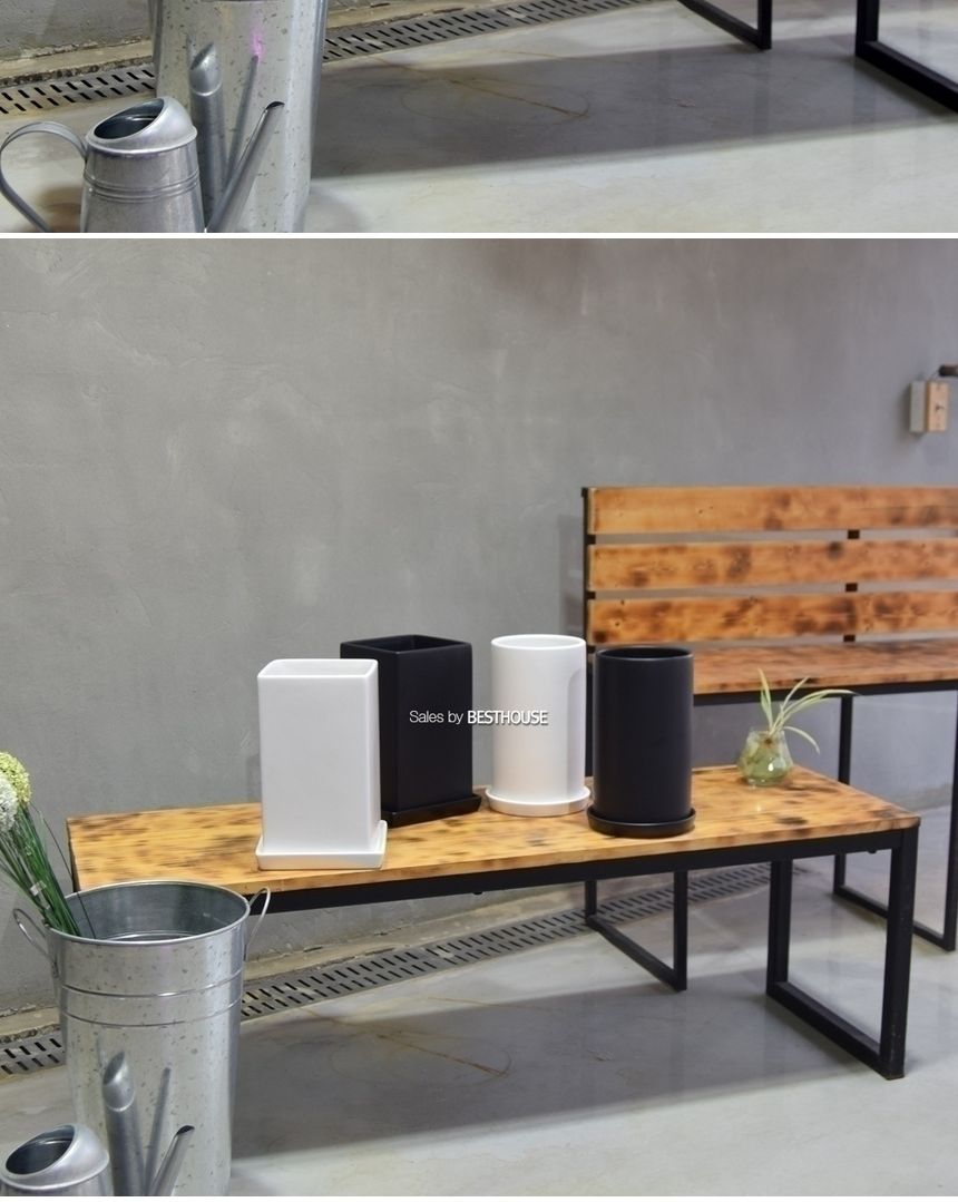 ([긴사각 15x24cm] 블랙 무광) 모던 무광 도기화분 긴원통.긴사각 14x24cm 15x24cm/화분/예쁜원형화분/예쁜