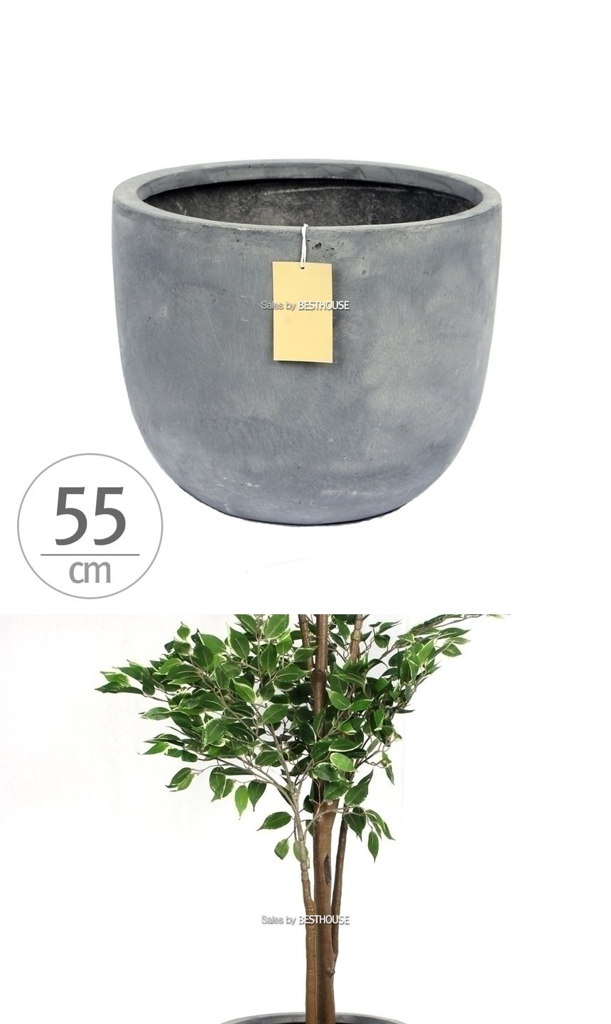 (물구멍타공(단순변심불가)) 모던 FRP 초대형화분 단지형 HP1083 D55 55x52cm 네추럴시멘트/화분/정원용품/